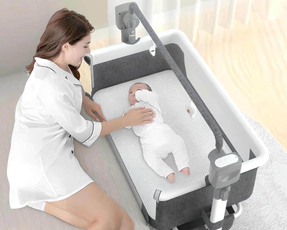 self rocking bassinet crib