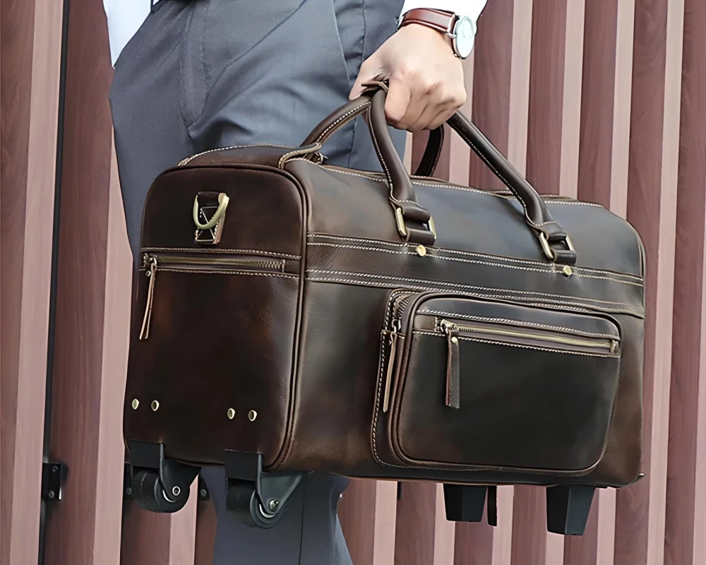 mens leather carry on