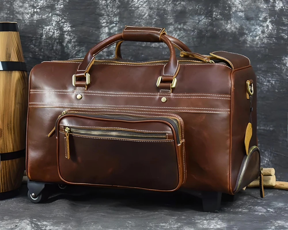mens leather carry on
